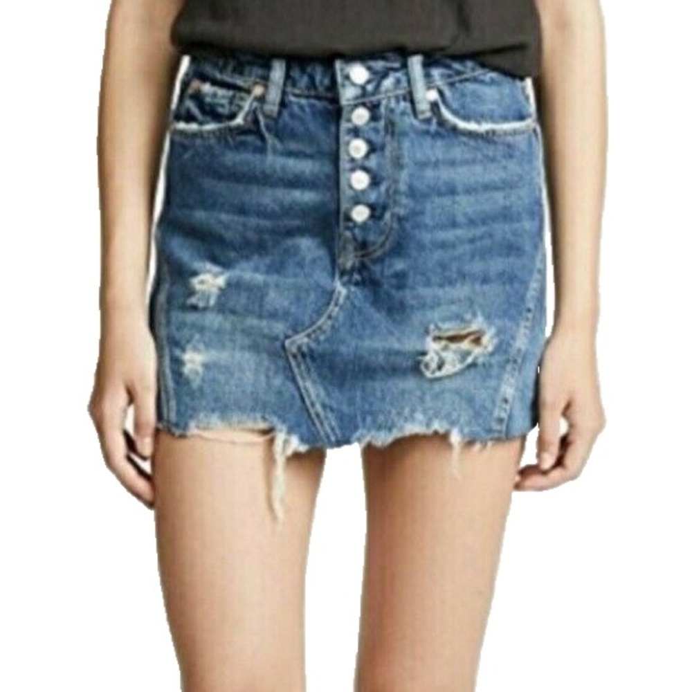 We The‎ Free Distressed Button-Up Y2K Mini Skirt - Size 29